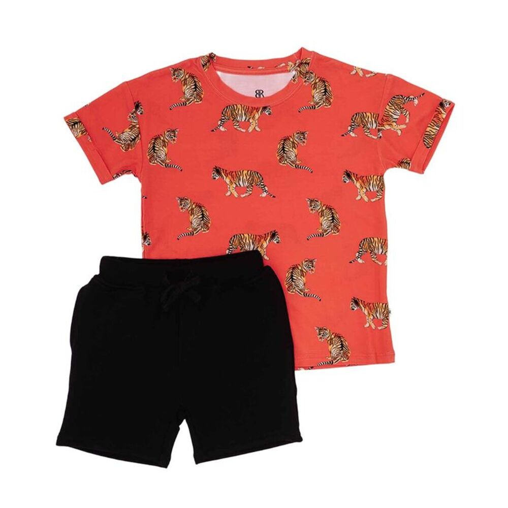 Bums & Roses Girls  Go Get 'Em Tiger Short Sleeve T-Shirt, Multicolor